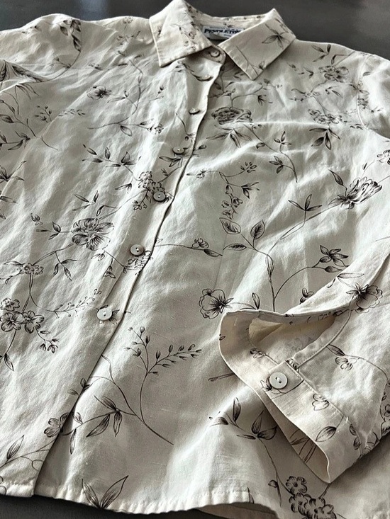 Pendleton Tops - Pendleton Floral Button Down Shirt in Cream & Brown